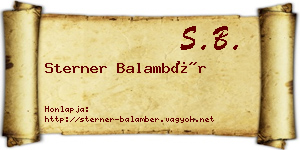 Sterner Balambér névjegykártya